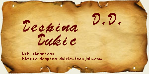 Despina Dukić vizit kartica